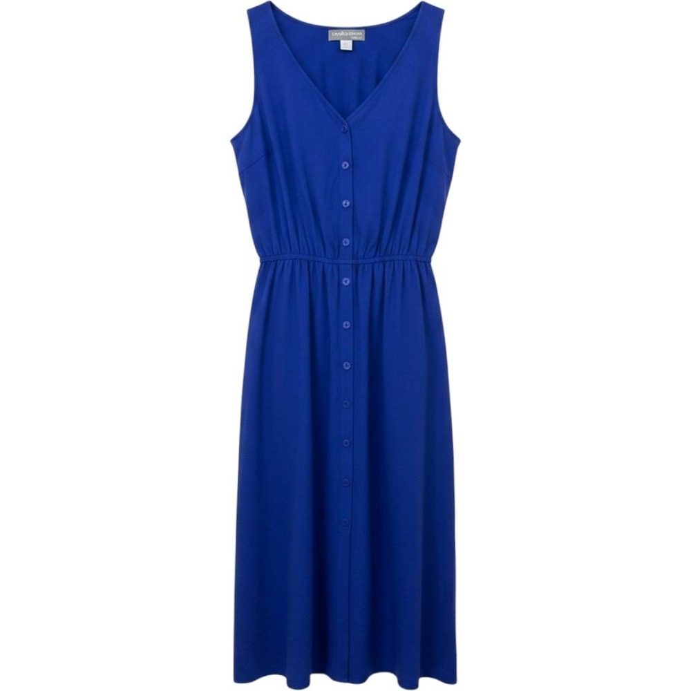 CAROL ANDERSON | Midi Dress Women 9/10 Blue Button Front Vintage Sleeveless